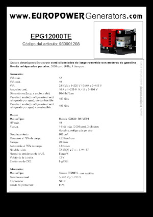 Бензинові електрогенератори Europower EPG12000TE (S)