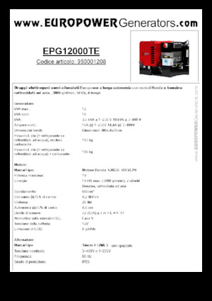 Бензинові електрогенератори Europower EPG12000TE (S)
