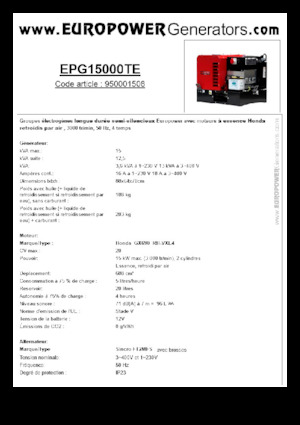 Бензинові електрогенератори Europower EPG15000TE (S)