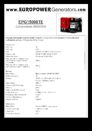 Бензинові електрогенератори Europower EPG15000TE (S)