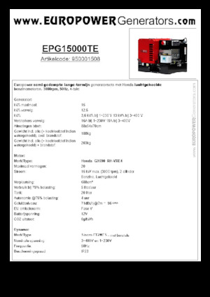 Бензинові електрогенератори Europower EPG15000TE (S)