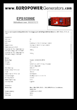 Бензинові електрогенератори Europower EPS10000E (MA)