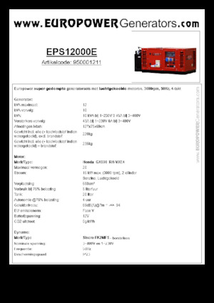Бензинові електрогенератори Europower EPS12000E (S)