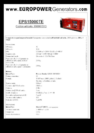 Бензинові електрогенератори Europower EPS15000TE (S)
