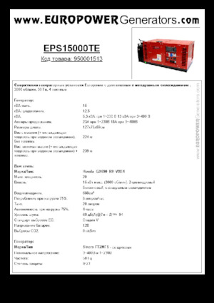 Бензинові електрогенератори Europower EPS15000TE (S)