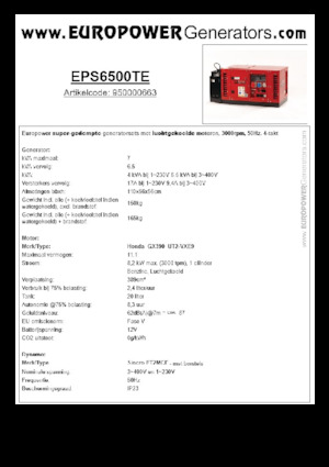 Бензинові електрогенератори Europower EPS6500TE (S)