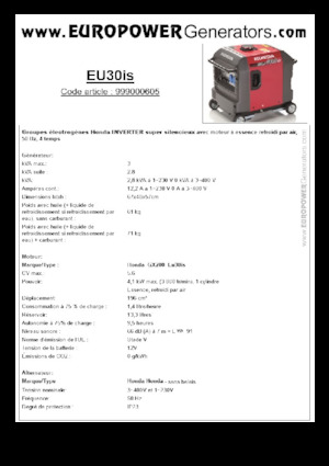 Бензинові електрогенератори Europower EU30is
