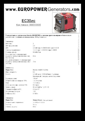 Бензинові електрогенератори Europower EU30is