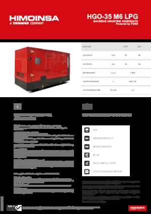 Бензинові електрогенератори HIMOINSA HGO-35 M6 LPG