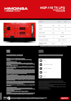 Бензинові електрогенератори HIMOINSA HGP-110 T5 LPG