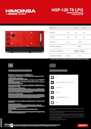 Бензинові електрогенератори HIMOINSA HGP-120 T6 LPG