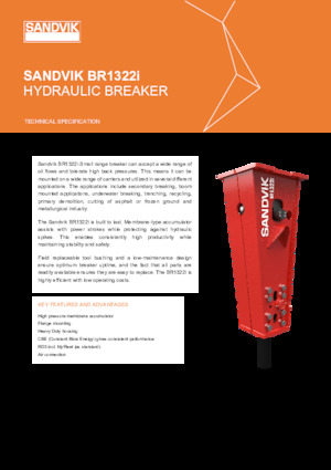 Гідравлічні відбійні молотки Sandvik BR1322i
