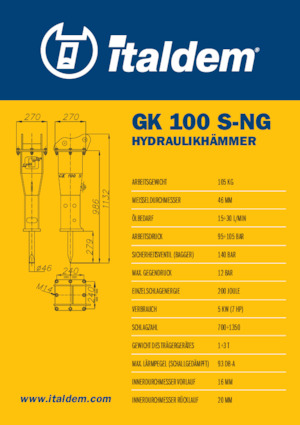Гідравлічні відбійні молотки Italdem GK 100 S-NG