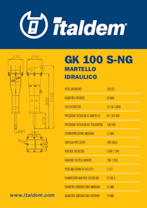 Гідравлічні відбійні молотки Italdem GK 100 S-NG