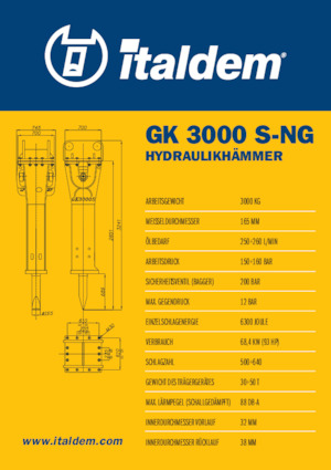 Гідравлічні відбійні молотки Italdem GK 3000 S-NG