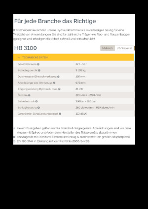 Гідравлічні відбійні молотки Epiroc HB 3100