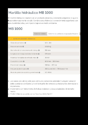 Гідравлічні відбійні молотки Epiroc MB 1000