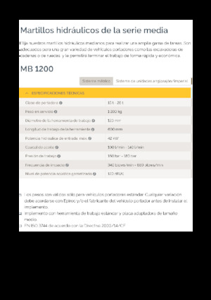 Гідравлічні відбійні молотки Epiroc MB 1200