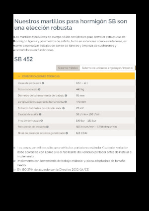 Гідравлічні відбійні молотки Epiroc SB 452