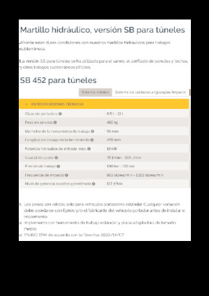 Гідравлічні відбійні молотки Epiroc SB 452 T