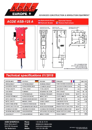 Гідравлічні відбійні молотки ACDE ASB125A