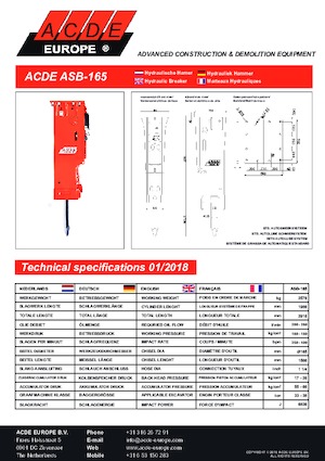 Гідравлічні відбійні молотки ACDE ASB165