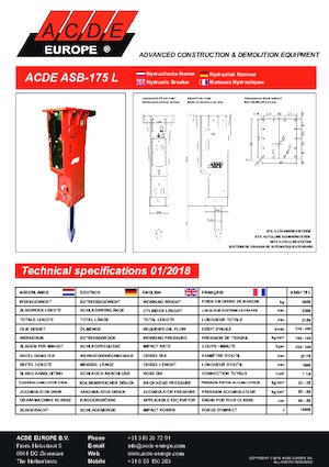 Гідравлічні відбійні молотки ACDE ASB175L