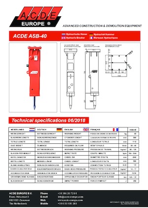 Гідравлічні відбійні молотки ACDE ASB40