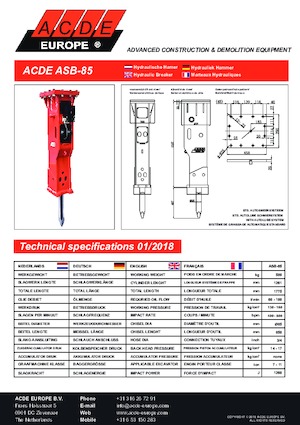 Гідравлічні відбійні молотки ACDE ASB85
