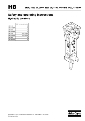 Гідравлічні відбійні молотки Atlas Copco HB 3100