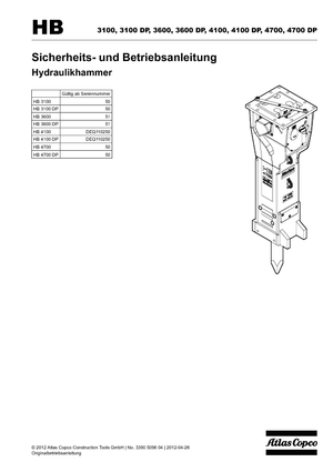 Гідравлічні відбійні молотки Atlas Copco HB 3100