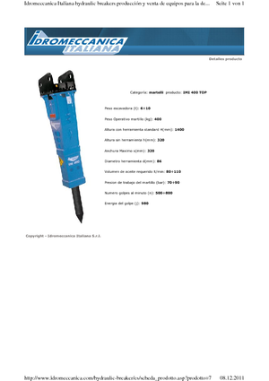 Гідравлічні відбійні молотки Idromeccanica IMI 400 Top