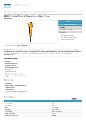 Гідравлічні відбійні молотки Atlas Copco SB 202