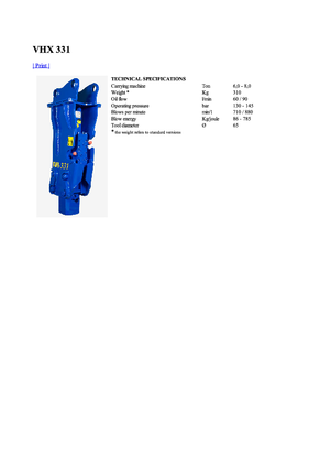 Гідравлічні відбійні молотки Vistarini VHX 331