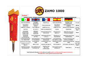 Гідравлічні відбійні молотки Zamo Zamo 1000