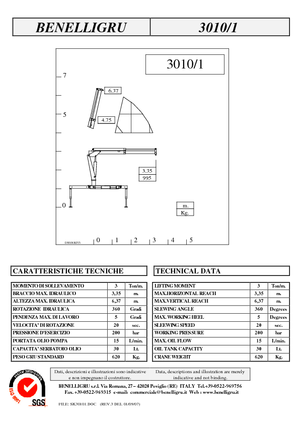 Гідравлічні вантажні крани Benelligru 3010/1