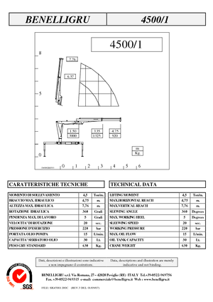 Гідравлічні вантажні крани Benelligru 4500/1