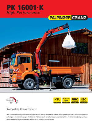 Гідравлічні вантажні крани Palfinger PK 16001 K B