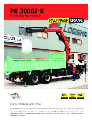 Гідравлічні вантажні крани Palfinger PK 30002-K A