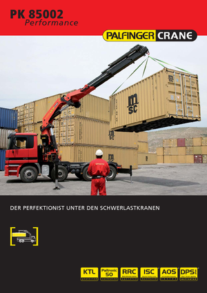 Гідравлічні вантажні крани Palfinger PK 85002 HPLS F