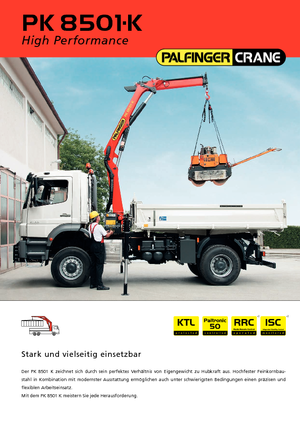 Гідравлічні вантажні крани Palfinger PK 8501 K