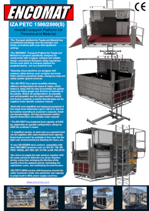 ліфти для промислового застосування Encomat IZA PETC 1500
