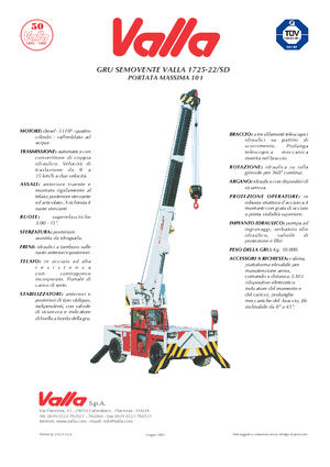 Промислові пересувні крани Valla 1725-22 SD