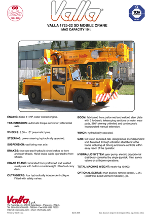 Промислові пересувні крани Valla 1725-22 SD