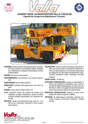 Промислові пересувні крани Valla 1725-22 SD