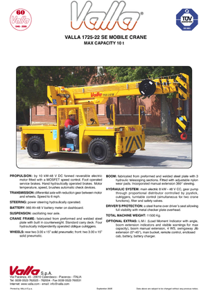 Промислові пересувні крани Valla 1725-22 SE