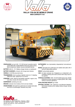 Промислові пересувні крани Valla 1725-36 SE