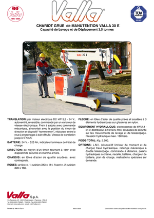 Промислові пересувні крани Valla 30 E