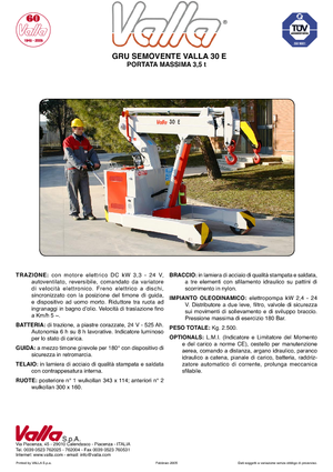 Промислові пересувні крани Valla 30 E