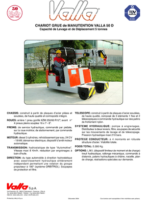 Промислові пересувні крани Valla 50 D 